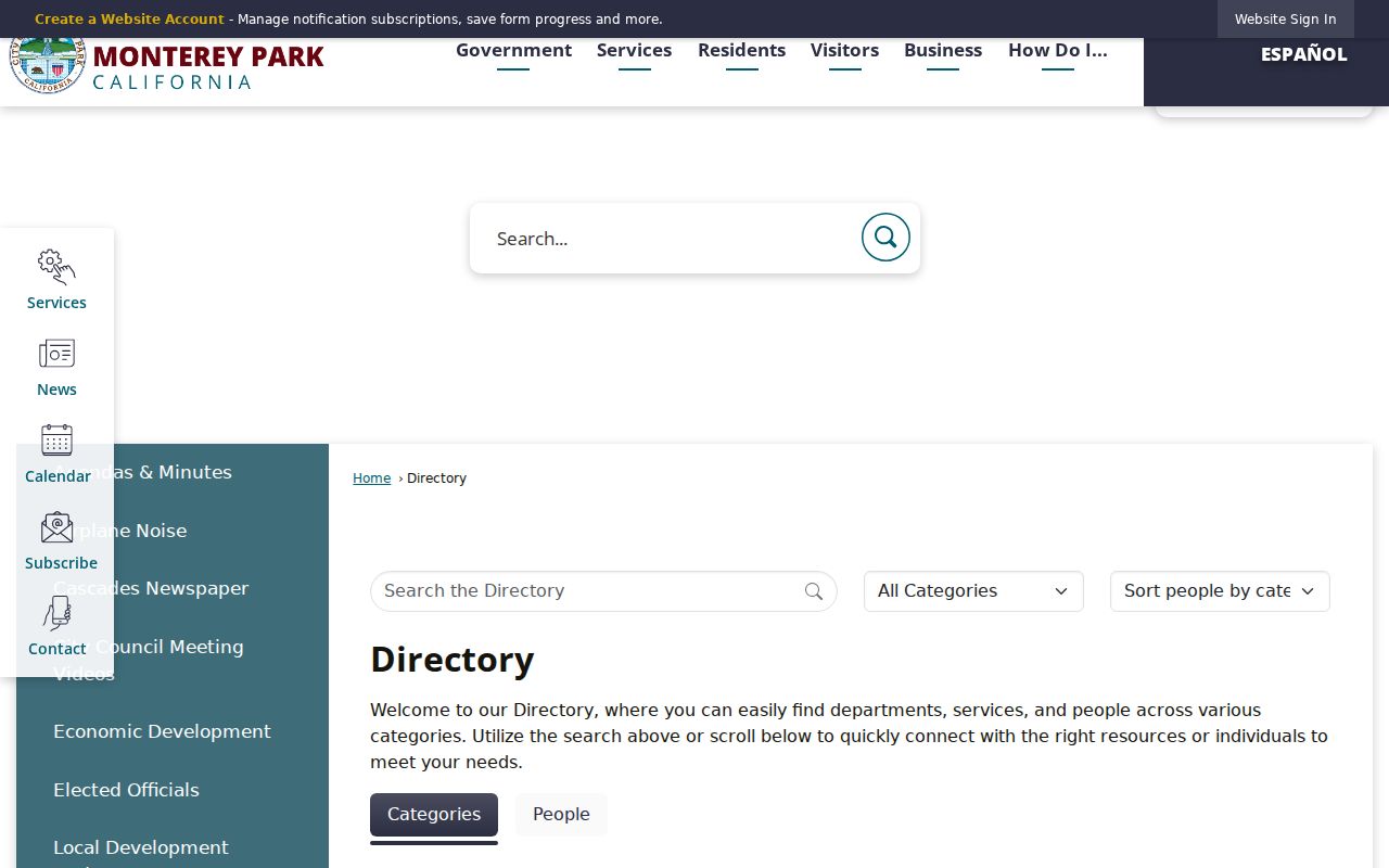 Monterey Park city directory research alongside the city departmental directory