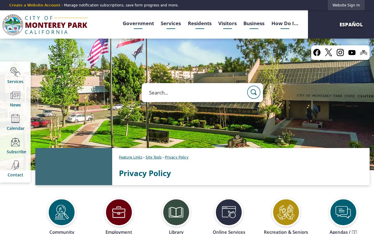 Monterey Park residents directory view of the City Clerk records page