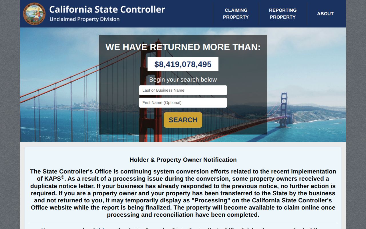 Monterey Park previous residents research through California unclaimed property records