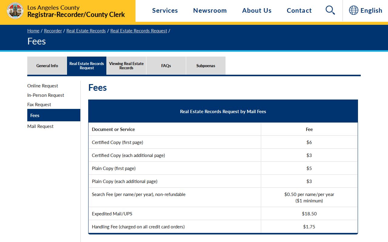 Monterey Park previous residents research using recorder search and copy fees