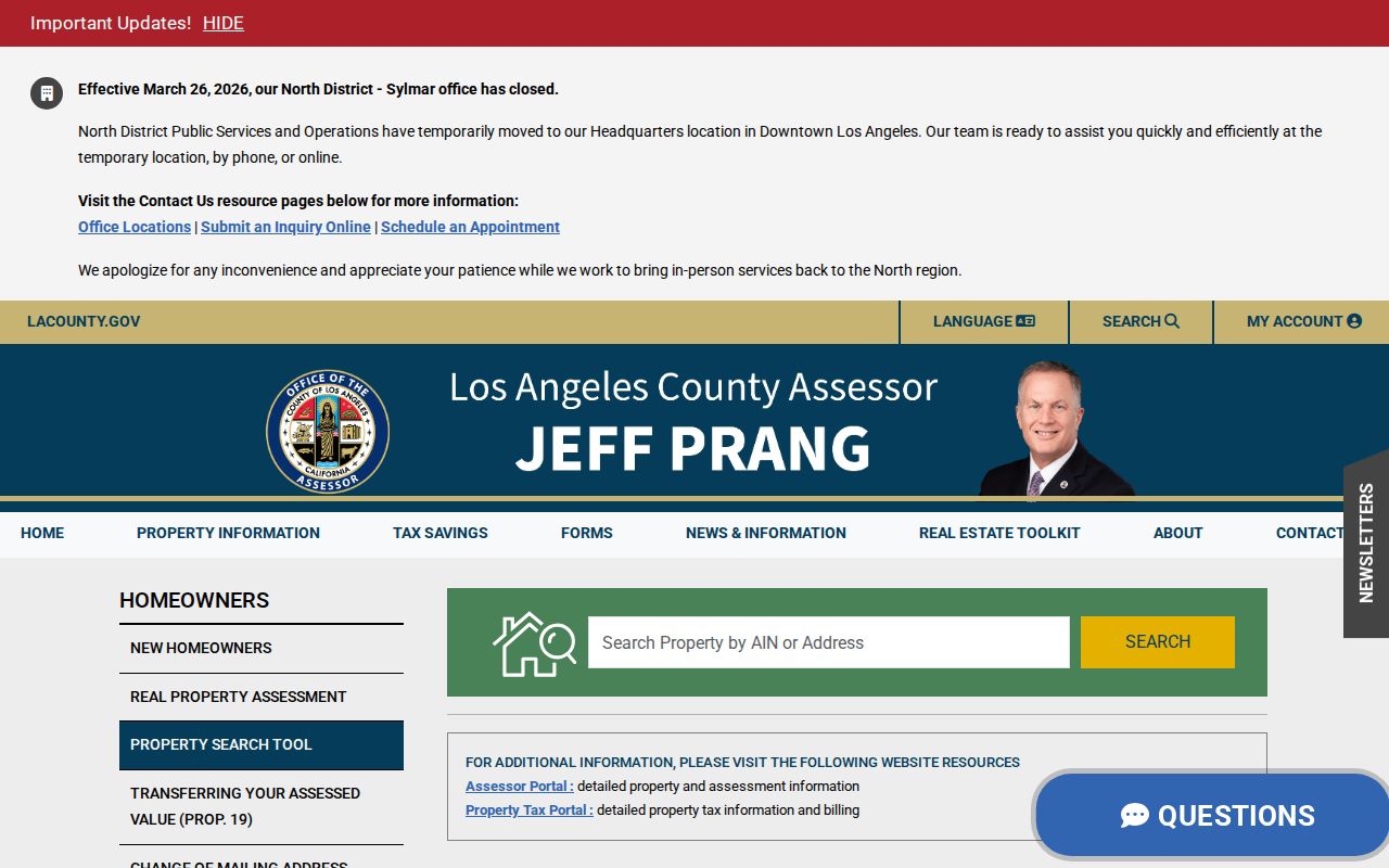 Monterey Park street directory Assessor property search guidance